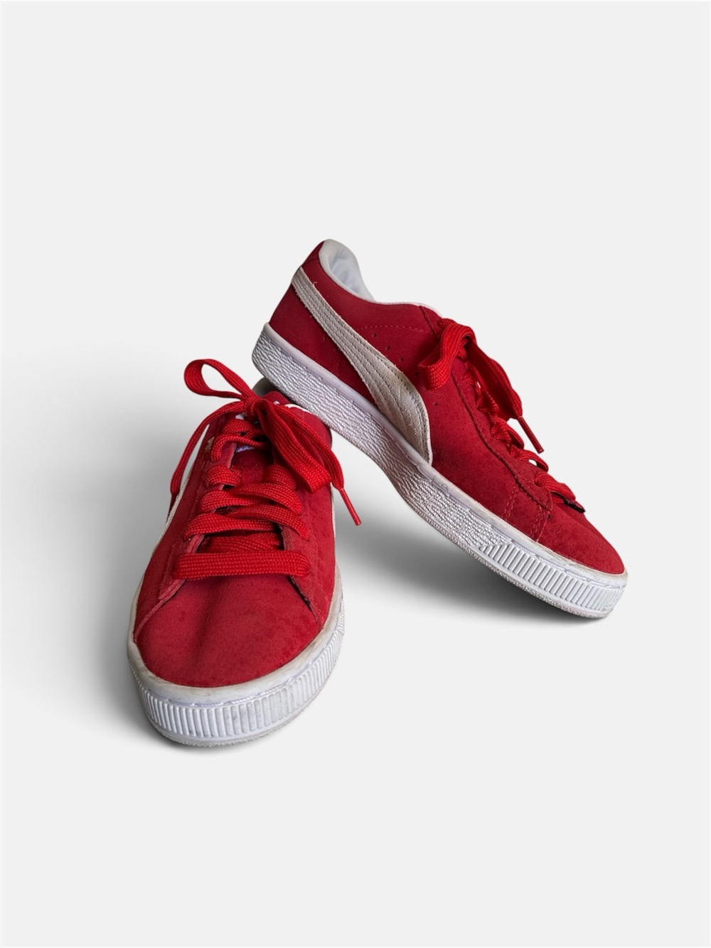 Puma Unisex Red Suede Sneaker with White Formstripe